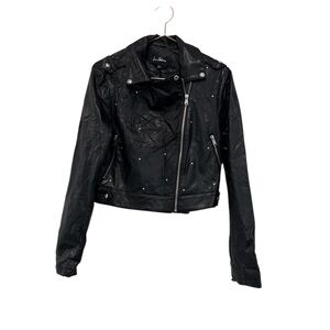 Sam Edelman Black faux Leather Moto Jacket Asymmetrical Zipper